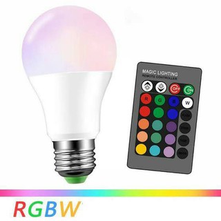 หลอดไฟเปลี่ยนสี LED Colorful Lamp หลอดLED 2 in 1 แสงขาว+ RGB เปลี่ยนสี / หรี่แสงได้ 16เฉด รีโมทควบคุมระยะไกล