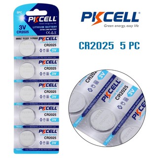 CR2025 ถ่านกระดุม PKCELL รุ่น CR2025 3V Lithium Battery พร้อมส่ง (1 Pack มี 5 pcs)