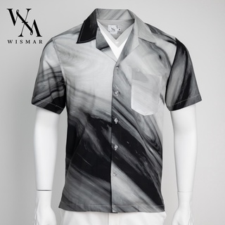 เสื้อเชิ้ตฮาวายแขนสั้น ลายหินอ่อน(แบล็คกาแลคซี่) : Hawaii Black Galaxy Marble Shirt  Short-sleeved