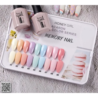 สีเจล สีขนม Honey Girl ชุด 9สี ขวดใหญ่ขนาด 15 ml แถมกรอบรูป 1ชุด สีเจลทาเล็บ