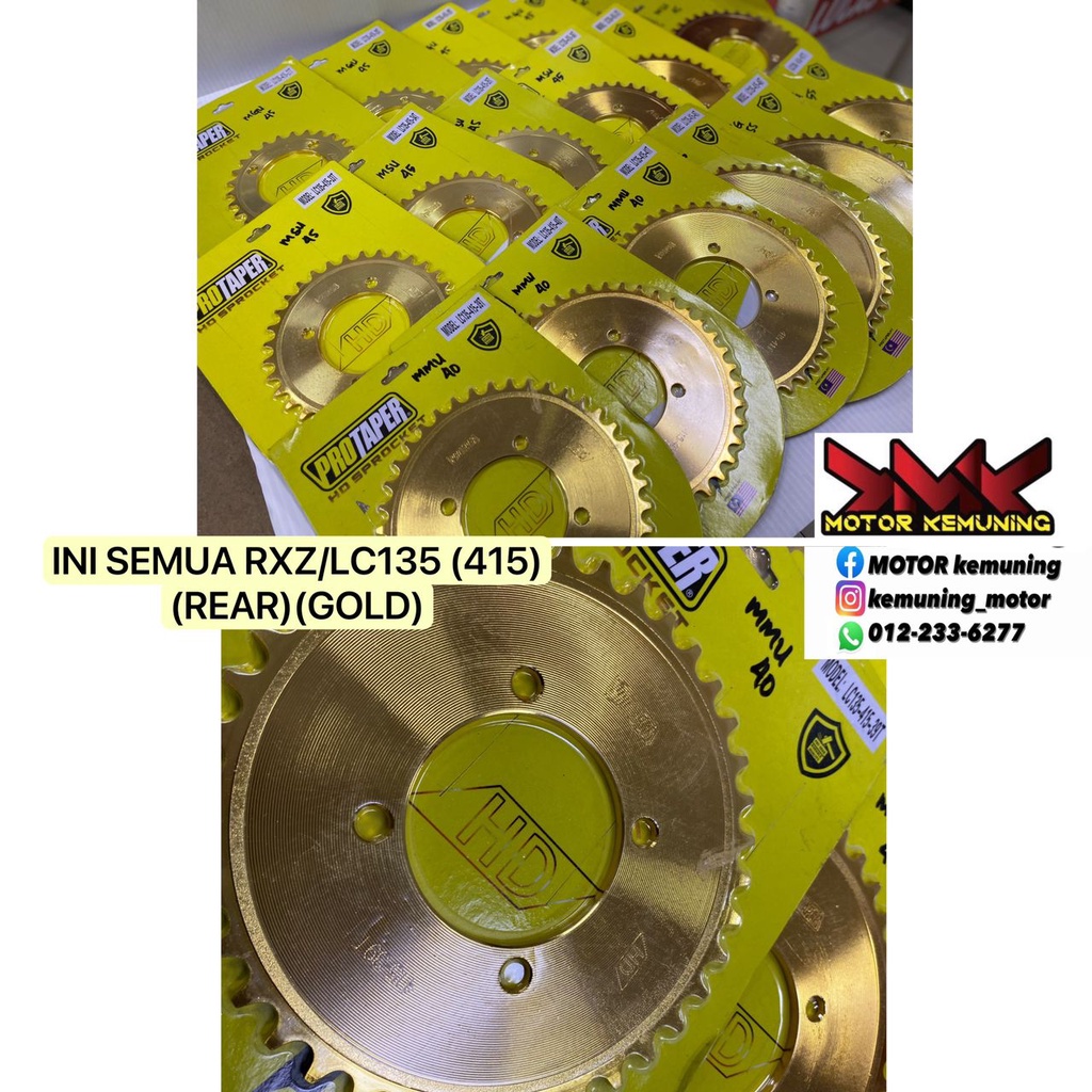 PROTAPER SPROCKET LC135/RXZ/Y15/FZ PTP-SK 415 ด้านหลัง CP1 GOLD EMAS KILAT SPOKET