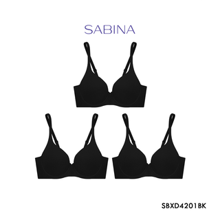 Sabina เสื้อชั้นใน มีโครง (Set 3 ชิ้น) Seamless Fit รุ่น Perfect Bra  รหัส SBXD4201BK สีดำ