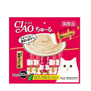 CIAO Churu ชูหรุ - ครีมแมวเลีย ปลาทูน่าเนื้อขาว 14 กรัม (20 ซอง)( ฟรี!! 4x14g.) **ของแถมเปลี่ยนไปตามล็อตสินค้า**