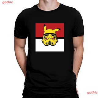 เสื้อยืดผู้ชายและผู้หญิง เสื้อยืดแขนสั้นผ้าฝ้ายพิมพ์ลาย Pikachu Pokemon Starwars Star Wars Mens Womens T-shirts