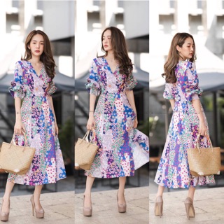 maxi ลายดอกมินิ ตัดต่อด้วยผ้าหลากสี ป้าย : VSHOPBRAND Code : 6672