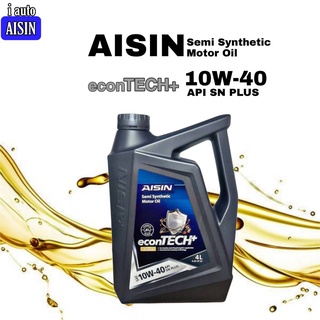 ไอซิน AISIN 10W-40 ECON TECH+ API SN PLUSขนาด 4 ลิตร Semi Synthetic น้ำมันเครื่องยนต์เบนซิน