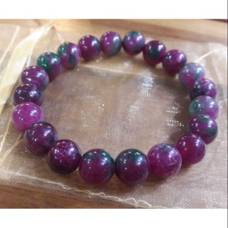 ข้อมือหินมงคลรูบี้ซอยไซต์ (Ruby Zoisite) 10mm.