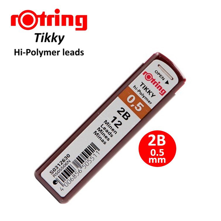 ไส้ดินสอกด Rotring 2B รอตตริ้ง ขนาด 0.5 มม (12 ไส้/อัน) แกนดินสอรอตติ้ง 0.5 Hi-Polymer leads