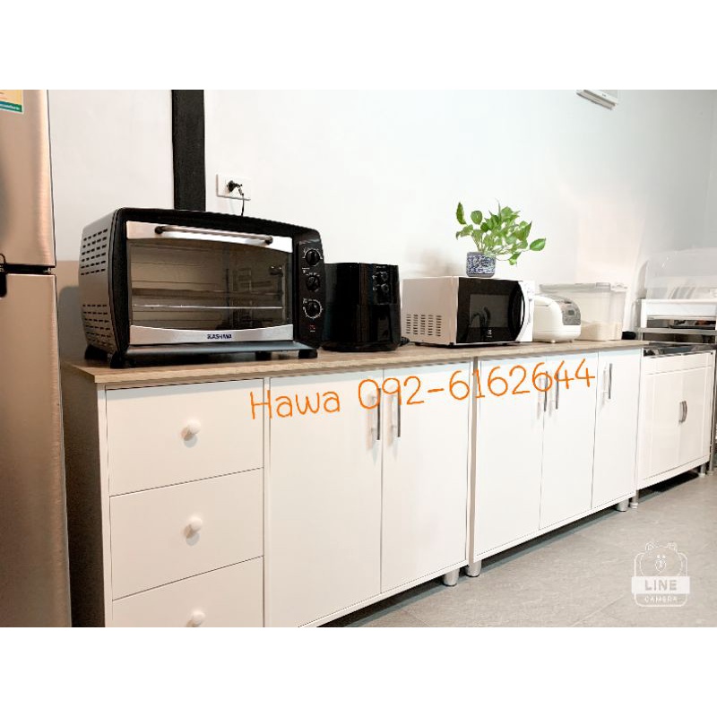 🔥ราคาถูก🔥Hawa 90 Furniture ตู้เคาน์เตอร์ 2บาน 3ลิ้นชัก บานในขอบ 50*120*80✔️