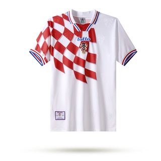 เสื้อกีฬาแขนสั้น ลายทีมชาติฟุตบอล Croatia 1998 ชุดเหย้า สไตล์วินเทจ สําหรับผู้ชาย