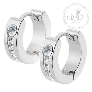 555jewelry ต่างหูห่วงแฟชั่นดีไซน์สวยประดับ CZ รุ่น MNC-ER709