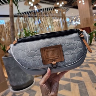 ขายถูกมาก‼️แบรนด์💯COACH F78899 RIVINGTON BELT BAG IN REFLECTIVE SIGNATURE LEATHER