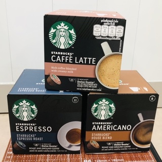 Starbucks by Nescafe Dolce Gusto สตาร์บัคส์ เนสกาแฟ โดลเช่ กุสโต้ 1 กล่องมี 12 แคปซูล Cafe Latte, Espresso, Americano