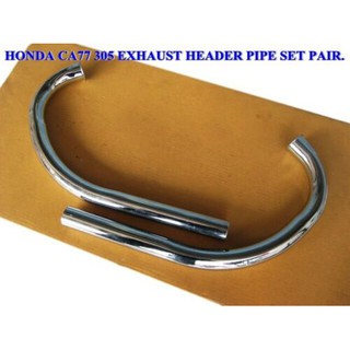 HONDA CA77 305 DREAM EXHAUST HEADER PIPE SET "CHROME" PAIR "NEW" "REPRO" // คอท่อไอเสีย เหล็ก ชุบโครเมี่ยม สินค้าคุณภาพ