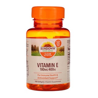 ✅แจกโค้ดหน้าร้าน วิตามินอี☀️ Vitamin E, Sundown Naturals, 180 mg, (400 IU), 100 Softgels