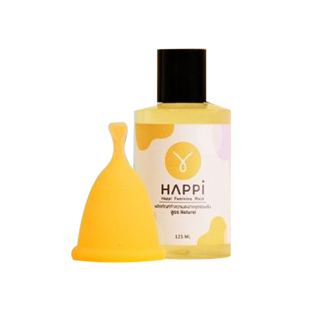 ชุดเริ่มต้น Min - เหลือง (Happicup Starter Kit Min Yellow) ถ้วยอนามัย + สบู่