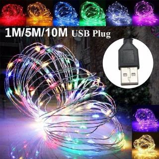 ไฟเส้นประดับ USB LED ลวดทองแดง สำหรับตกเเต่งปาร์ตี้ คริสต์มาส เเละห้อง ขนาด 1/5/10 เมตร