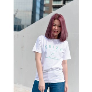 เสื้อยืดแขนสั้นคอกลม UNISEX SEIZE mode of tokyo ST114 Bloom ดำ/ขาว/ชมพู cotton100%