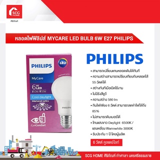 หลอดไฟฟิลิปส์ MYCARE LED BULB 6W E27 คูลเดย์ไลท์ PHILIPS