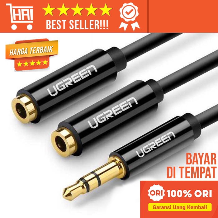 3.5 มม.AUX JACK AUDIO SPLITTER CABLE เสียง INPUT OUTPUT SPLITTER UGREEN เสียงลําโพง MIC SMARTPHONE