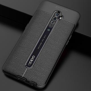 Reno 2 Case Litchi Texture Leather Carbon Fiber Cover for OPPO Reno 2Z Back Case