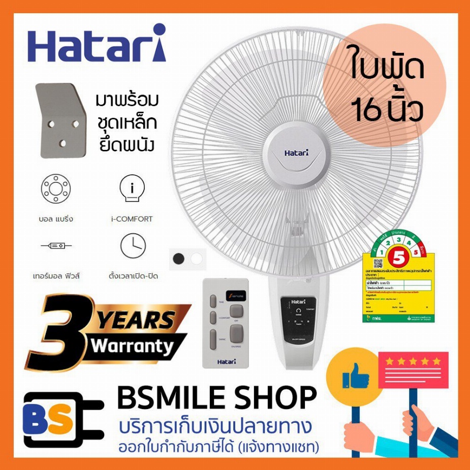 ️c9hzzb8p22 พัดลมติดผนัง ฮาตาริ HATARI ขนาด 16 นิ้ว รุ่น HT-W16R6 ...