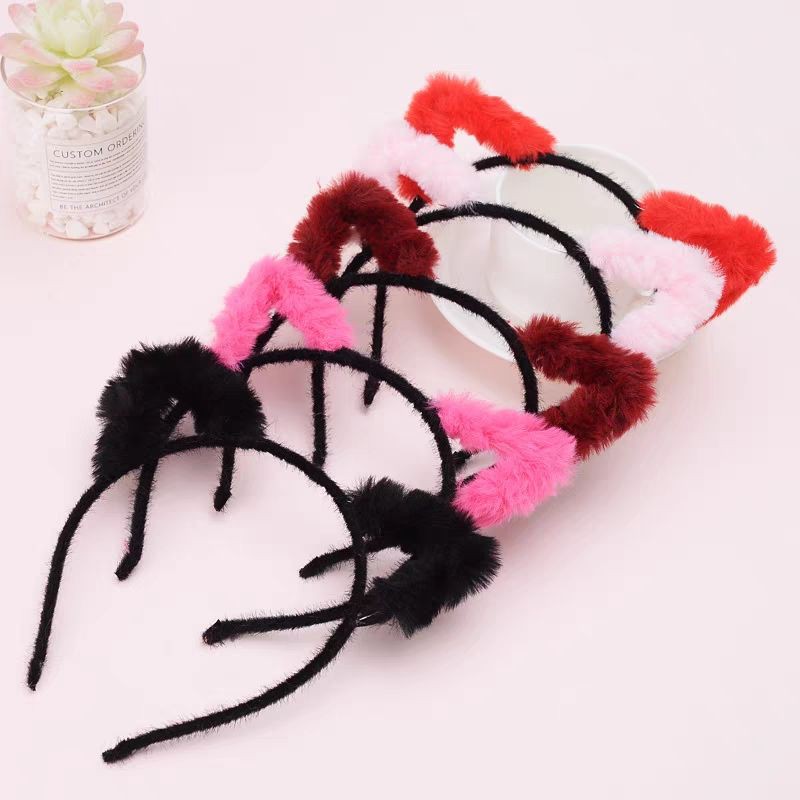 Flurry น่ารักหูแมว Hairband ผม Band 可爱毛绒猫耳发