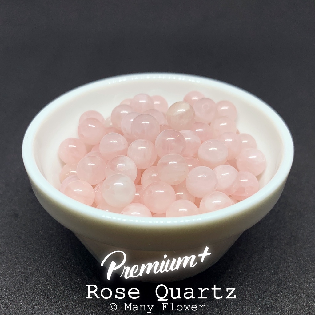 หินนำโชค หินนำโชคพรีเมี่ยม โรสควอตซ์(Rose Quartz) ขนาด 8mm 5-10 เม็ด