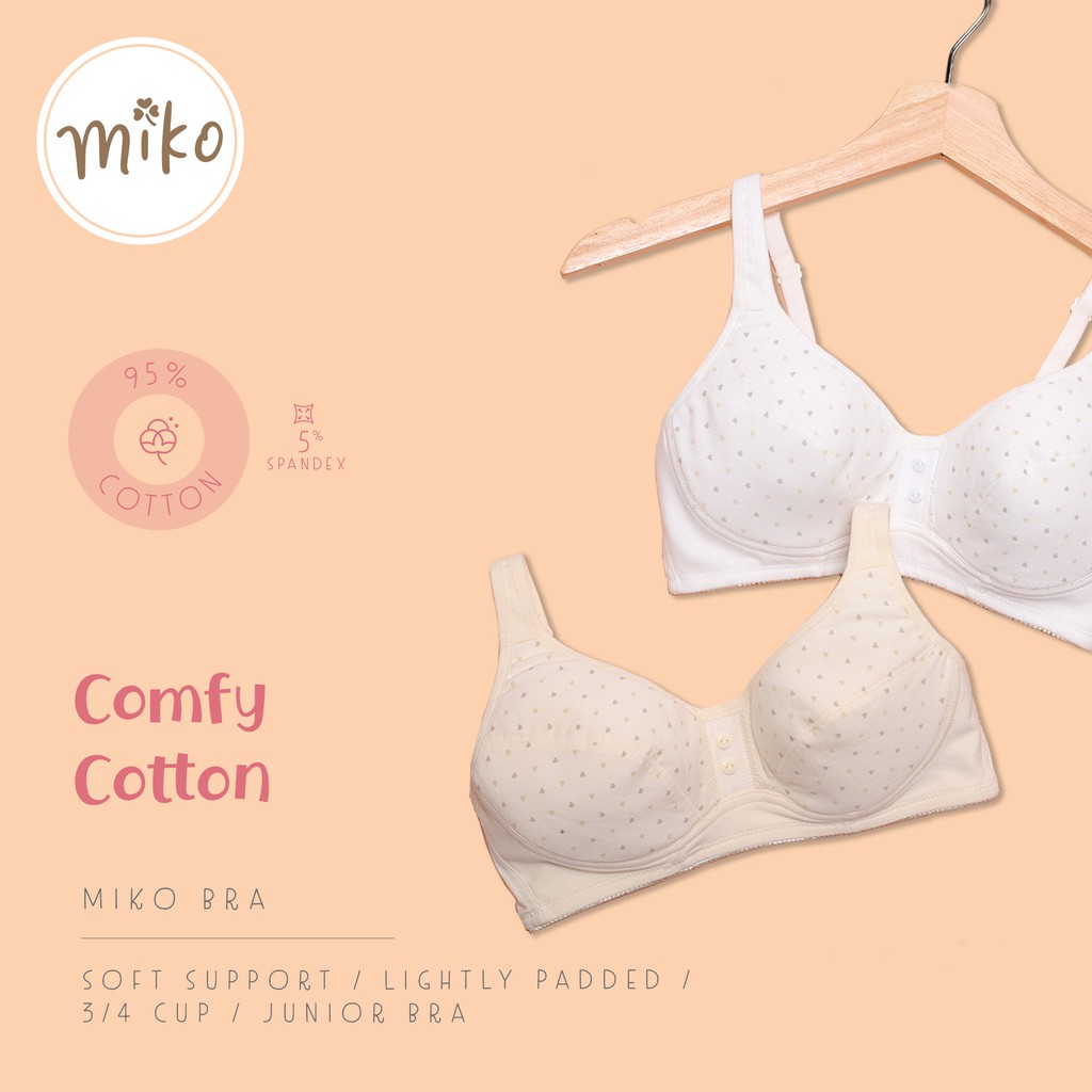 Miko Bra C425 - 95%Cotton 5%Spandex/พยุงนุ่ม/ บุนวมเบา/ 3/4 ถ้วย/ ชุดชั้นในจูเนียร์/ Young Adult