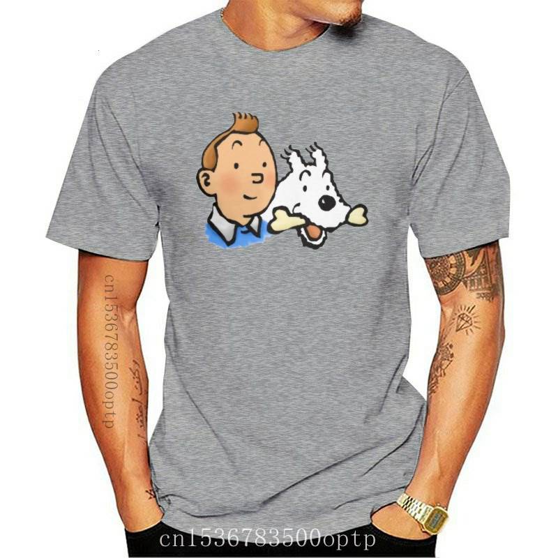 เสื้อคู่ - เสื้อยืดดีไซน์วินเทจ Tintin และ Milou การผจญภัยของตินตินสําหรับผู้ชายผ้าแขนสั้นเสื้อยืดข