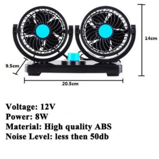 Mitchell Vehicle Fan พัดลมคู่ ติดรถยนต์ รถตู้ รถบรรทุก รถทัวร์ เสียบช่องจุดบุหรี่ กระจาย แอร์ ด้านหลัง Black Blue