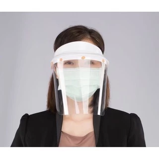 face shield cap หมวกเฟสชิวแบบสวมครึ่งใบ สีขาวมีแผ่นใสในเซท
