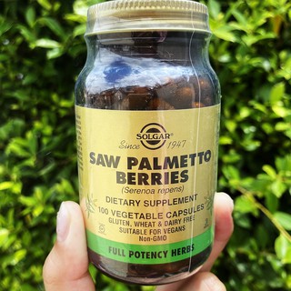 สารสกัดต้นปาล์ม Saw Palmetto Berries 100 Vegetable Capsules (Solgar®) ผลปาล์มแห้ง ปาล์มใบเลื่อย ปาล์มแคระ