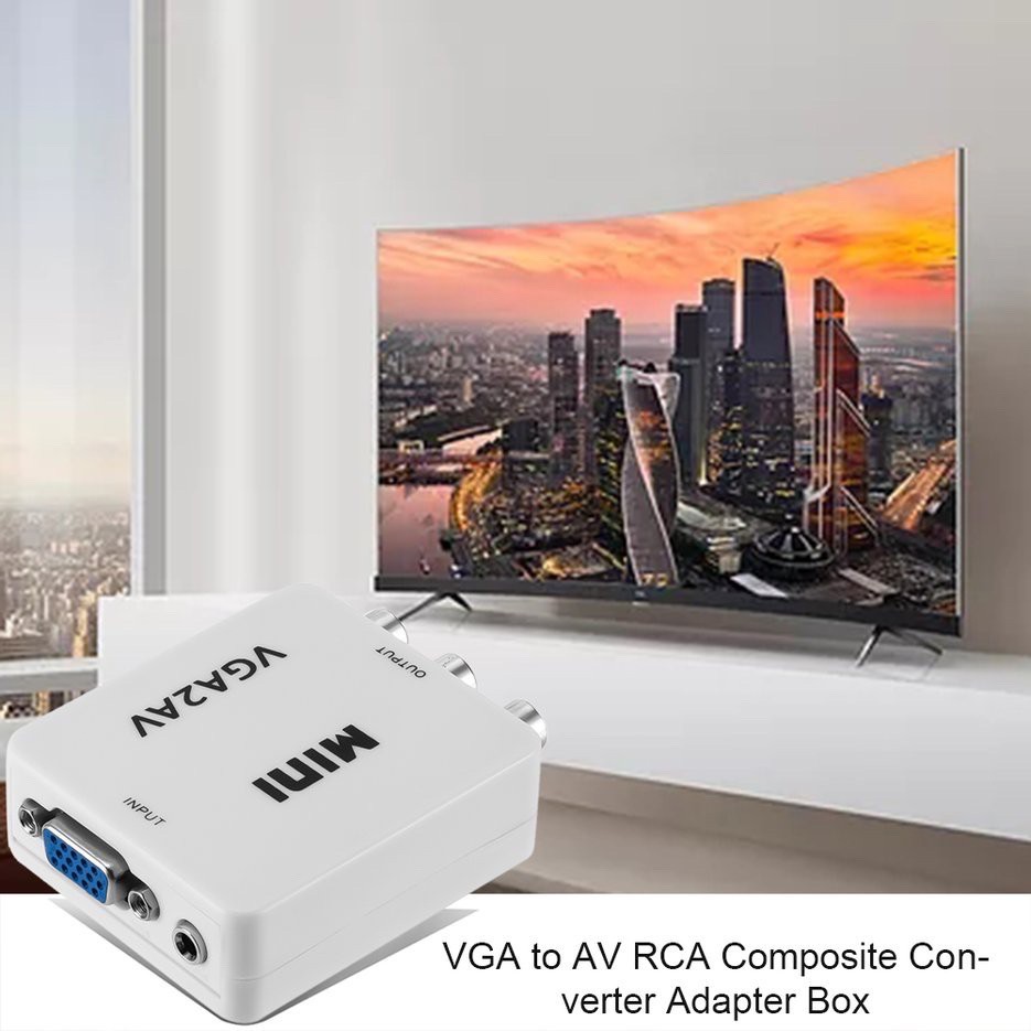 1080P Mini VGA TO AV Rca ตัวแปลง Vga2Av / Cvbs + Hdtv Pc