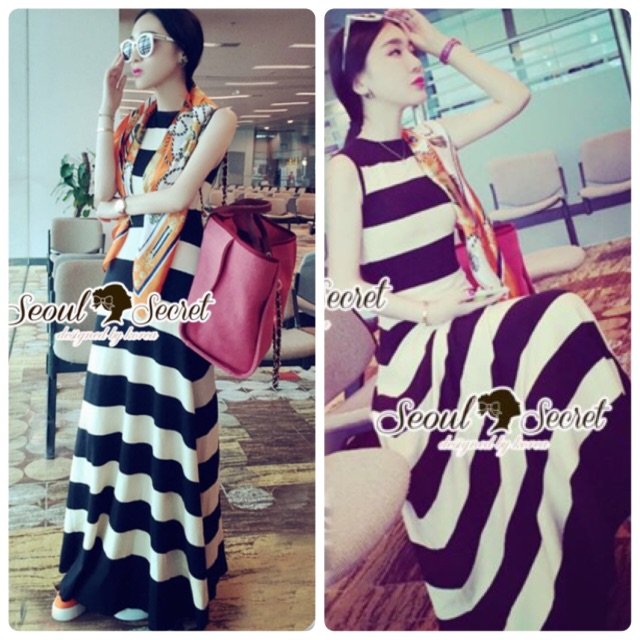 Seoul Secret Say's... "Chic Stripy Maxi Knit"