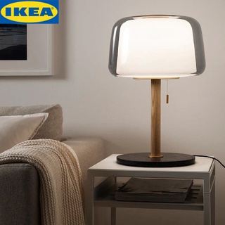 IKEA EVEDAL เอเวดอล โคมไฟตั้งโต๊ะ, หินอ่อน/เทา หลอดไฟแยกจำหน่าย แนะนำให้ใช้หลอด LED หลอดกลมแก้วขุ่น สีขาว E27