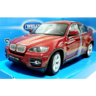 โมเดลรถบีเอ็มดับเบิ้ลยู BMW X6 Scale:1:24 โมเดลรถเหล็ก รถโมเดล งานคุณภาพลิขสิทธิ์แท้ จากแบรนด์ Welly  - สีแดงแรงๆให้สะสม