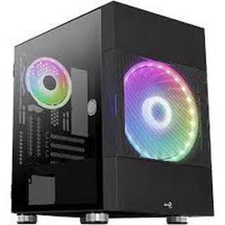 Aerocool Atomic, Micro-ATX PC Box, 2X ARGB Fan, Tempered Glass + Grille