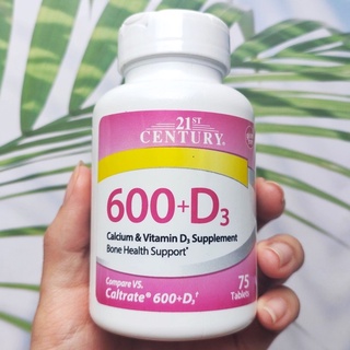 แคลเซียม Calcium 600+D3, 75 Tablets (21st Century®)