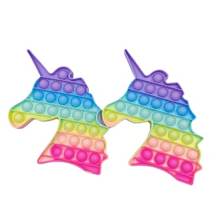 ของเล่น Macaron Unicorn Pop It Fidget สําหรับเล่นคลายเครียด