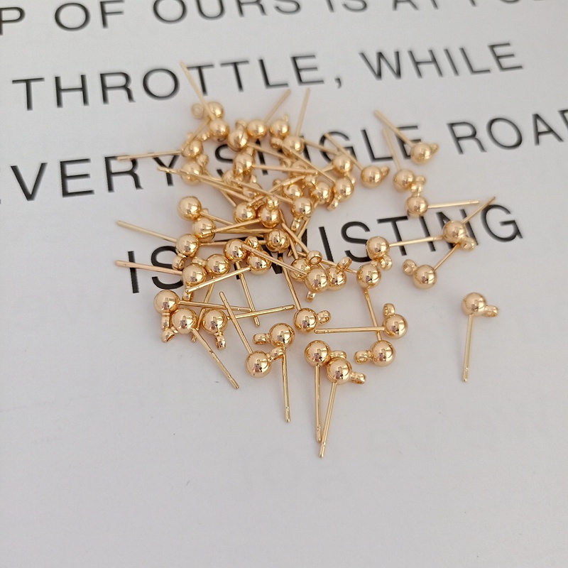 ❤️เครื่องประดับ DIY❤️ต่างหูเข็ม ชุบทอง 14k ประดับลูกปัด พร้อมห่วงแขวน แฮนด์เมด DIY[ตุ้มหู/ต่างหูหนีบ/ที่เกี่ยวหู]