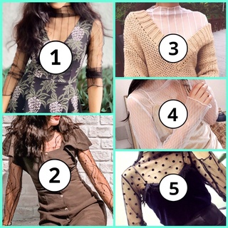 เสื้อซีทรู เสื้อตาข่าย เสื้อลูกไม้ แขนยาว พร้อมส่ง เหมาะกับผู้หญิงที่ต้องการแต่งตัว Mix&amp;Match ง่ายๆ ซักง่าย แห้งไว