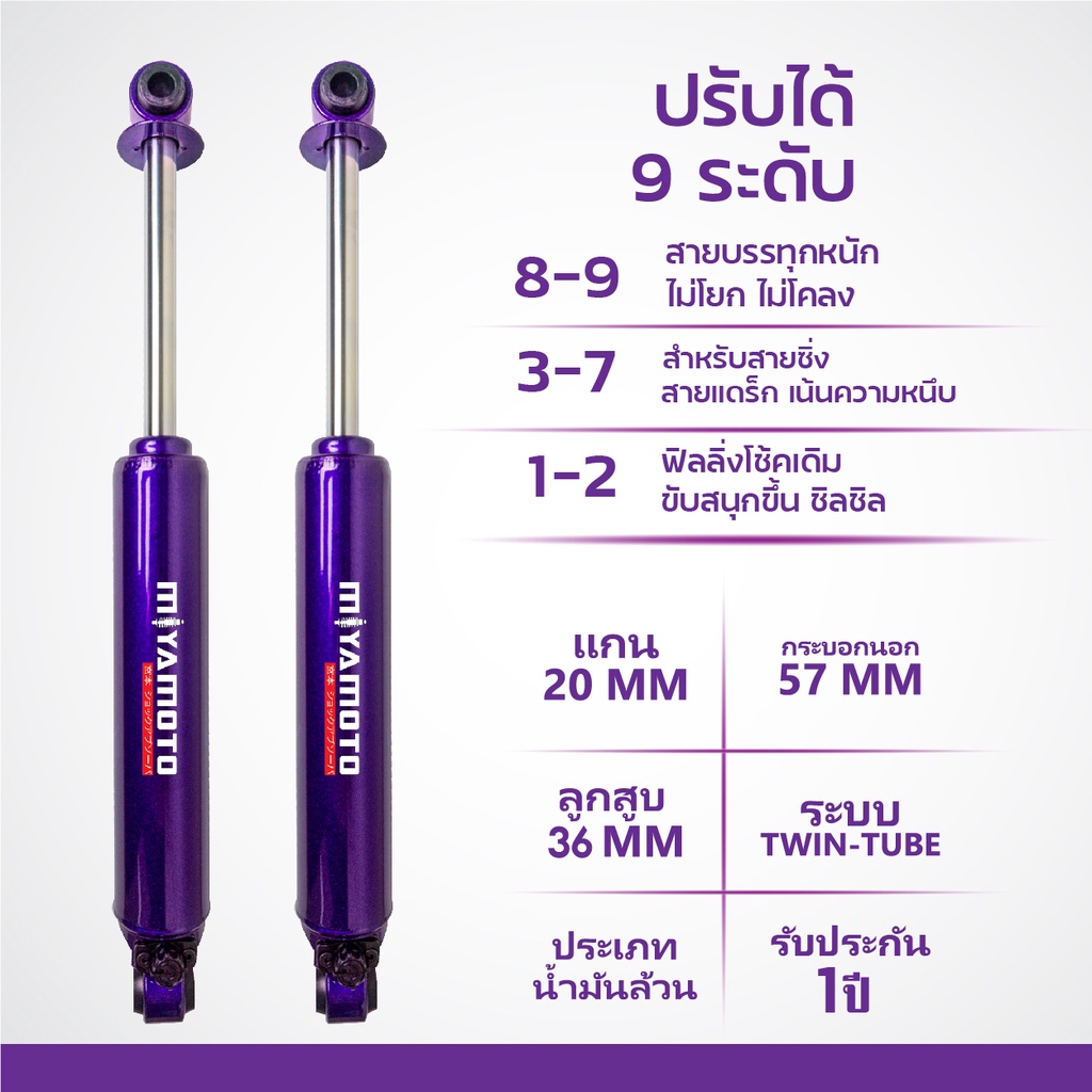 MIYAMOTO โช๊คอัพคู่หลังปรับระดับ แกน 20 มิล รถรุ่น TOYOTA : ALL NEW FORTUNER ปี 2015-ON - รูปที่ 2