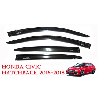 (4ชิ้น) กันสาดประตู รถยนต์ ฮอนด้า ซีวิค 5 ประตู ปี 2016-2020 สีดำ HONDA CIVIC Windshield กันสาด กันฝน ของแต่งซีวิค AO