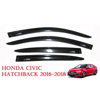 (4ชิ้น) กันสาดประตู รถยนต์ ฮอนด้า ซีวิค 5 ประตู ปี 2016 - 2021 สีดำ HONDA CIVIC Windshield กันสาด กันฝน ของแต่งซีวิค AO