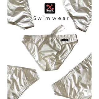 กางเกงว่ายน้ำ ชาย PU สีขาว swimwear men