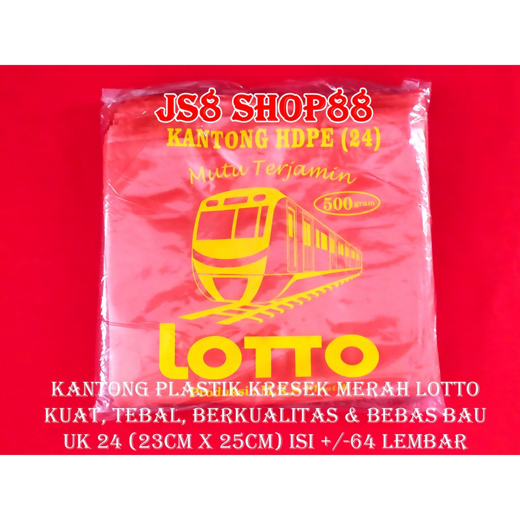 MERAH (ขายปลีก) กระเป๋าพลาสติก HD STRONG RED LOTTO 24 คุณภาพ
