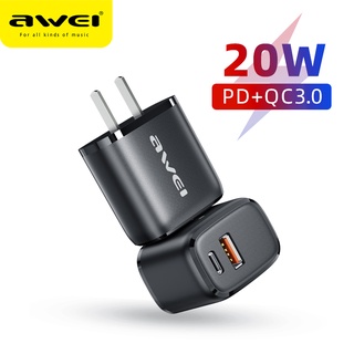 Awei 20W Usb Type C Charger Mini Quick Charge 3.0 Qc Pd Usbc Usb-C Fast Charging Travel Wall Charger