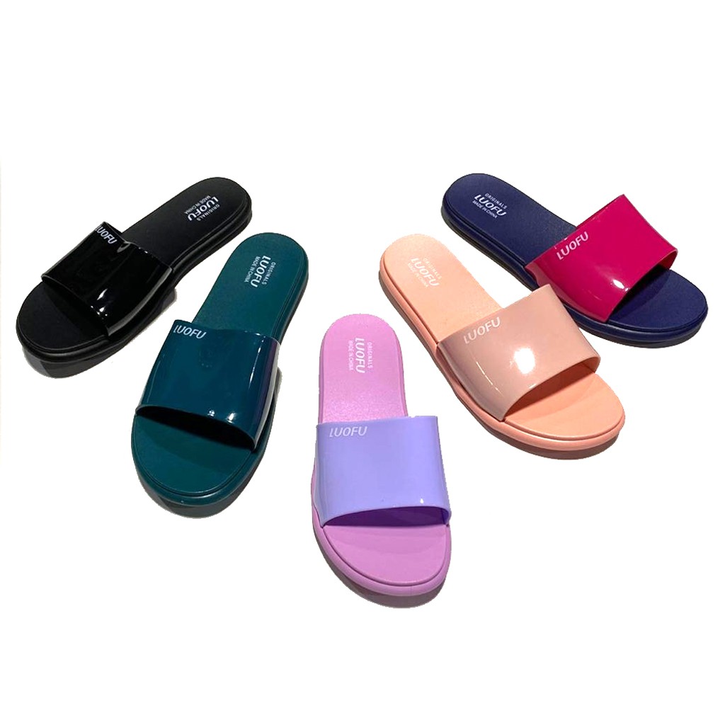Luofu รองเท้าแตะ Jelly Rubber Kokop สําหรับผู้หญิง F2314-BW (AT6)