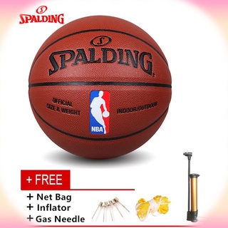 ลูกบาสเก็ตบอล Spalding ของแท้ รุ่น 74-602Y ชนิดหนัง PU ขนาด 7